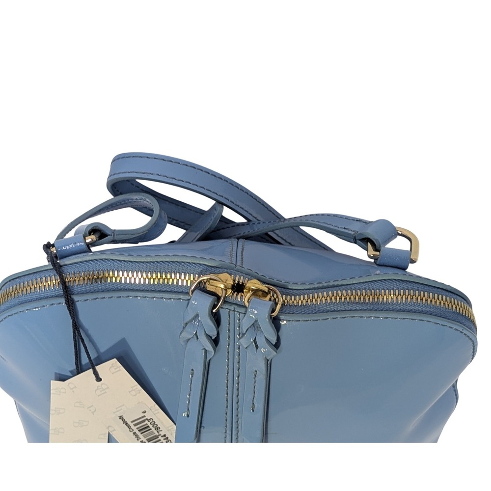 NWT Dooney & Bourke Patent Leather Large TRIXIE Crossbody Denim Blue + Reg Card - Picture 4 of 11